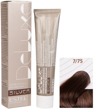 Краска для волос ESTEL PROFESSIONAL 7/75 краска-уход DE LUXE SILVER для окрашивания волос, русый коричнево-красный 60 мл
