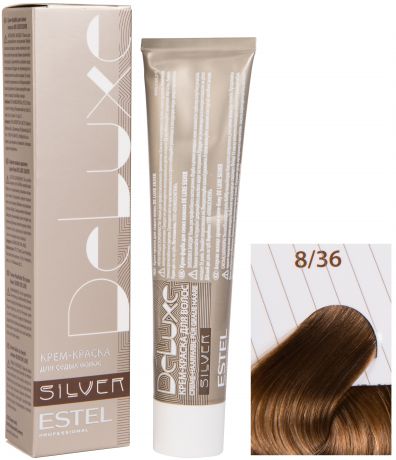 Краска для волос ESTEL PROFESSIONAL 8/36 краска-уход DE LUXE SILVER для окрашивания волос, светло-русый золотисто-фиолетовый 60 мл