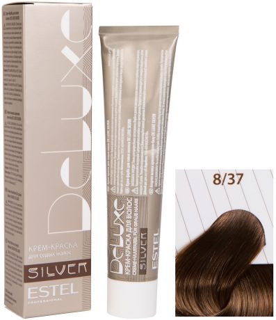 Краска для волос ESTEL PROFESSIONAL 8/37 краска-уход DE LUXE SILVER для окрашивания волос, светло-русый золотисто-коричневый 60 мл