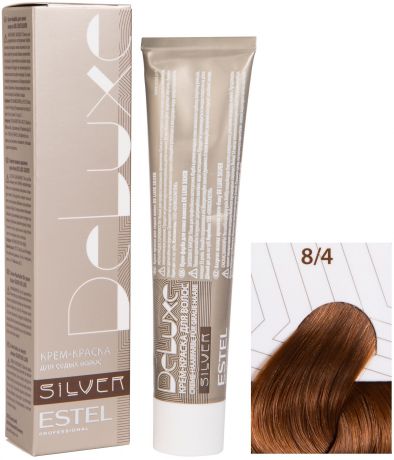 Краска для волос ESTEL PROFESSIONAL 8/4 краска-уход DE LUXE SILVER для окрашивания волос, светло-русый медный 60 мл