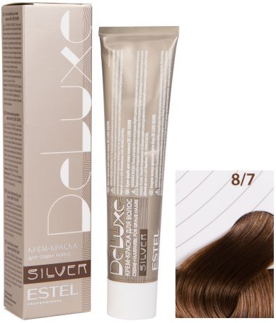 Краска для волос ESTEL PROFESSIONAL 8/7 краска-уход DE LUXE SILVER для окрашивания волос, светло-русый коричневый 60 мл