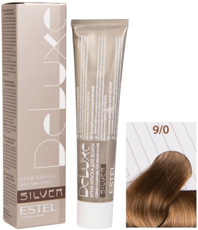 Краска для волос ESTEL PROFESSIONAL 9/0 краска-уход DE LUXE SILVER для окрашивания волос блондин 60 мл