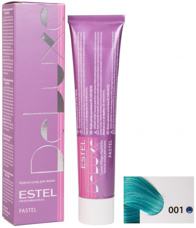 Краска для волос ESTEL PROFESSIONAL P/001 DE LUXE PASTEL краска-уход для окрашивания волос, бирюза 60 мл