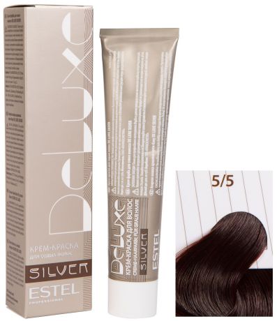 Краска для волос ESTEL PROFESSIONAL 5/5 краска-уход DE LUXE SILVER для окрашивания волос, светлый шатен красный 60 мл