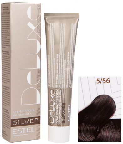 Краска для волос ESTEL PROFESSIONAL 5/56 краска-уход DE LUXE SILVER для окрашивания волос, светлый шатен красно-фиолетовый 60 мл