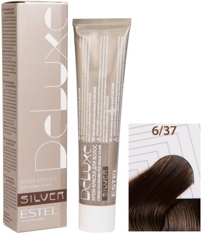 Краска для волос ESTEL PROFESSIONAL 6/37 краска-уход DE LUXE SILVER для окрашивания волос, темно-русый золотисто-коричневый 60 мл