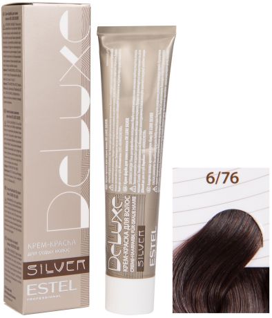 Краска для волос ESTEL PROFESSIONAL 6/76 краска-уход DE LUXE SILVER для окрашивания волос, темно-русый коричнево-фиолетовый 60 мл