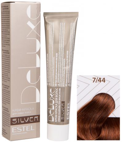 Краска для волос ESTEL PROFESSIONAL 7/44 краска-уход DE LUXE SILVER для окрашивания волос, русый медный интенсивный 60 мл