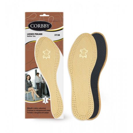 Стельки Corbby LEDER PEKARI, кожаные, демисезонные, размер 37-38