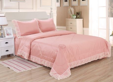 Комплект постельного белья Sofi de Marko Тиара Евро, темно-розовый