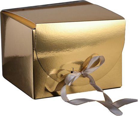 Упаковка для печенья, пасхи и кексов, 3900026, золото, с лентой, 20 х 20 х 20 см