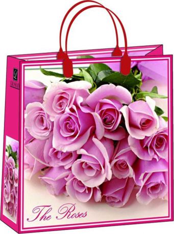 Подарочный пакет Bello Розы, BAM 114, розовый, 30 х 30 см