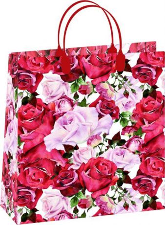 Подарочный пакет Bello Цветы, BAS 99, розовый, 26 х 23 см