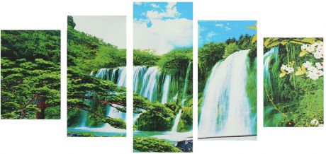 Картина Сюжет "Водопад", модульная, 1471076, 50 х 110 см