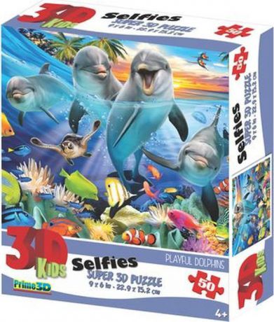 Пазл Prime3D Super3D "Игривые дельфины", 30765, 50 элементов