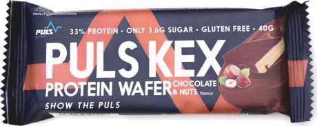Протеиновые вафли Puls Nutrition Puls Kex, шоколад, фундук, 40 г