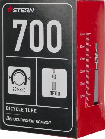 Велокамера Stern CTUBE-700C, черный, 700С, велониппель