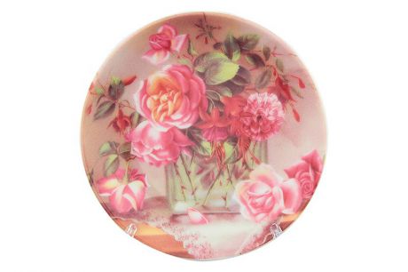 Декоративная тарелка Elan Gallery Ваза с цветами, розовый