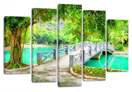 Картина модульная Мастер Рио Картина модульная "Мост на озере", зеленый