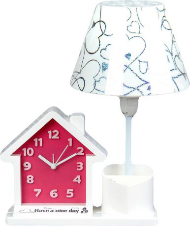 Настольный светильник-часы Have a Nice Day, с карандашницей, E14, 2326978, 22,5 х 17 х 20,5 см