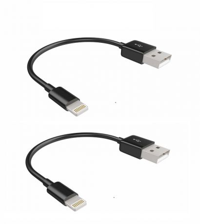 Кабель Coffeesoft зарядки короткий 21 см USB/Lightning 2 шт. комплект, черный