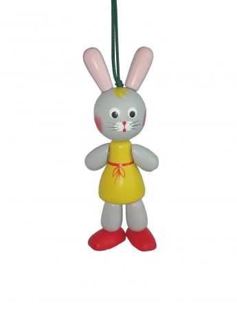 Фигурка Климо "Зайка" игрушка деревянная ручной работы бежевый, желтый, красный