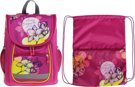 Ранец школьный для девочки Luris Первоклашка Цветы, 3105421, разноцветный, с мешком для обуви