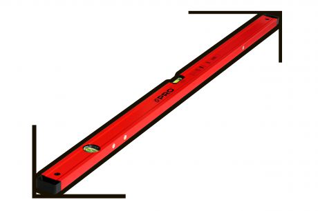 Уровень строительный PRO 600, алюминиевый, 3 магнита, 120 см, красный