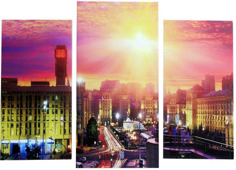 Картина Сюжет "Город на закате", модульная, 1722558, 60 х 80 см