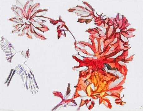 Набор художника Филигранный рисунок Птица с цветами, 3797636, 30 х 40 см