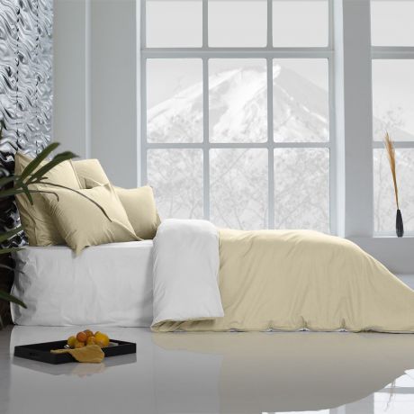 Комплект постельного белья Sleepix Совершенство, кремовый, белый