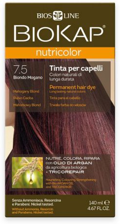 Краска для волос BioKap, тон 7.5 Махагон (коричневато-красный), 140 мл