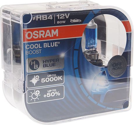 Лампа автомобильная Osram HB4/9006 (80) P22d +50% Cool Blue Boost 5000K 12V , 69006CBBHCB, 2 шт