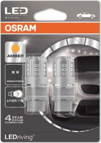 Лампа автомобильная Osram P27/7W (W2.5*16q) LED Standart Amber 12V, 3547YE02B