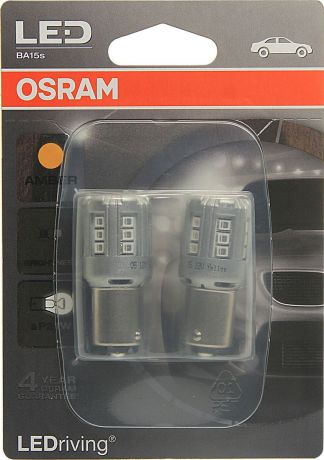 Лампа автомобильная Osram P21W (BA15s) LED Standart Amber 12V, 7456YE02B, 2 шт