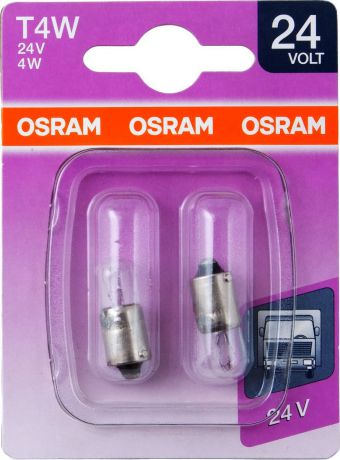 Лампа автомобильная Osram T4W (BA9s) 24V, 393002B, 2 шт