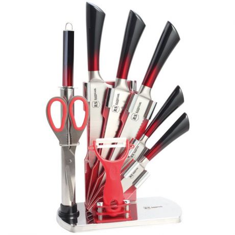 Набор кухонных ножей RAINSTAHL 8004-09, красный, черный