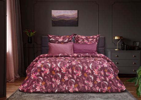 Комплект постельного белья Sova & Javoronok Modern Life Модерн, 22030118369, бордовый, 1,5-спальный, наволочки 70x70