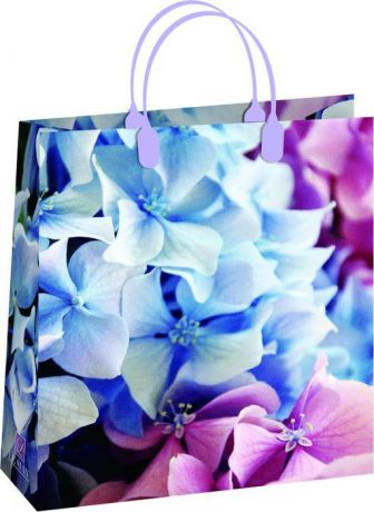 Подарочный пакет Bello Цветы, BAS116, голубой, сиреневый, 26 х 23 см