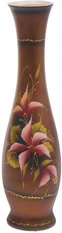 Ваза Керамика ручной работы "Грация", 309649, коричневый, розовый, 18 х 18 х 67 см