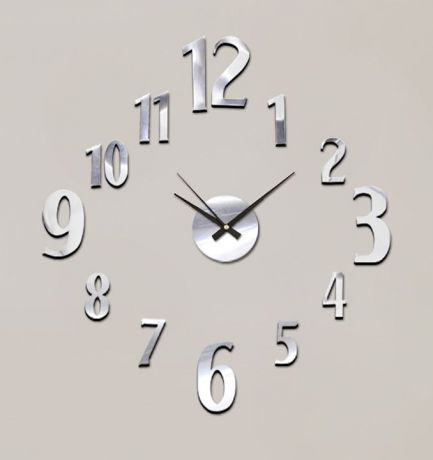 Настенные часы Kleber Clock, на клейкой ленте, KLE-CL203, хром, диаметр 60 см