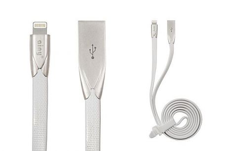 Кабель Ainy USB Apple iPhone 5/5S/5C/6/6Plus/iPad Mini/Air с поддержкой Quick Charge, 1 м, FA-071B, белый