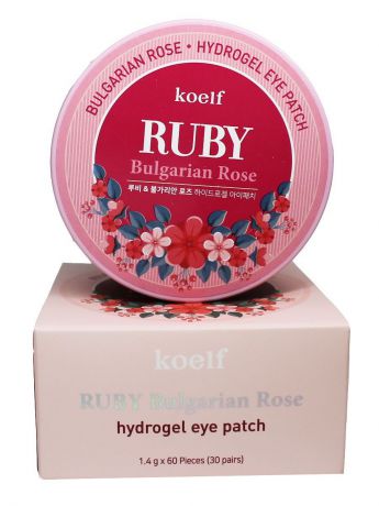 Патчи Koelf Гидрогелевые для век с рубиновой пудрой и экстрактом болгарской розы Ruby Bulgarian Rose Eye Patch