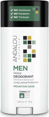 Натуральный дезодорант Andalou Naturals "Мужская коллекция. Стволовые клетки Каннабиса. Горный шалфей", 75 г