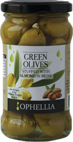 Готовые блюда Ophellia "Зеленые оливки фаршированные миндалем", 300 г