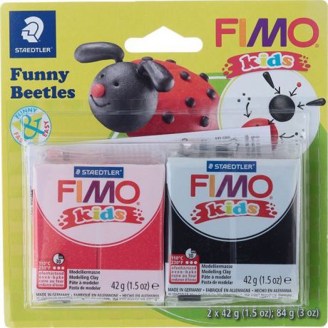 Глина полимерная Fimo Kids Kit Веселые жуки, 8035 12, 2 цвета