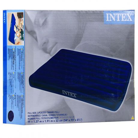Надувной матрас "Intex", цвет: синий, 137 см х 191 см