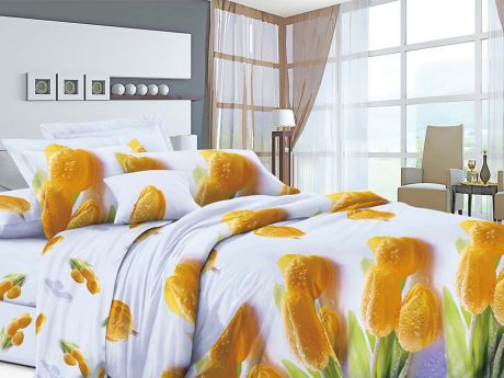 Комплект постельного белья ИМАТЕКС IM0389-2е-70х70, салатовый, желтый, сиреневый