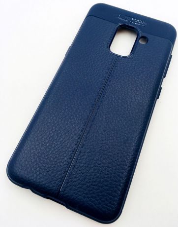Чехол для сотового телефона Мобильная мода Samsung A8 2018 Накладка силиконовая, структура кожи, 13791, синий