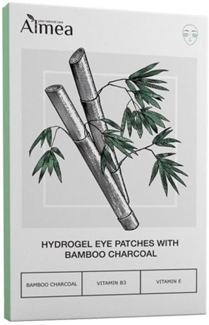 Патчи Almea Hydrogel, для кожи вокруг глаз против темных кругов и мешков под глазами с бамбуковым углем, 4 шт